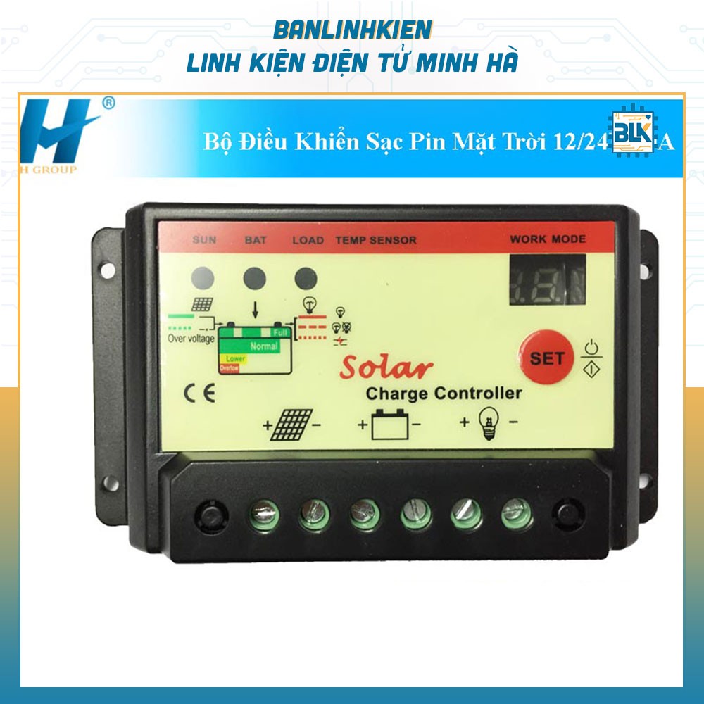 Bộ Điều Khiển Sạc Pin Mặt Trời 12/24V 10A