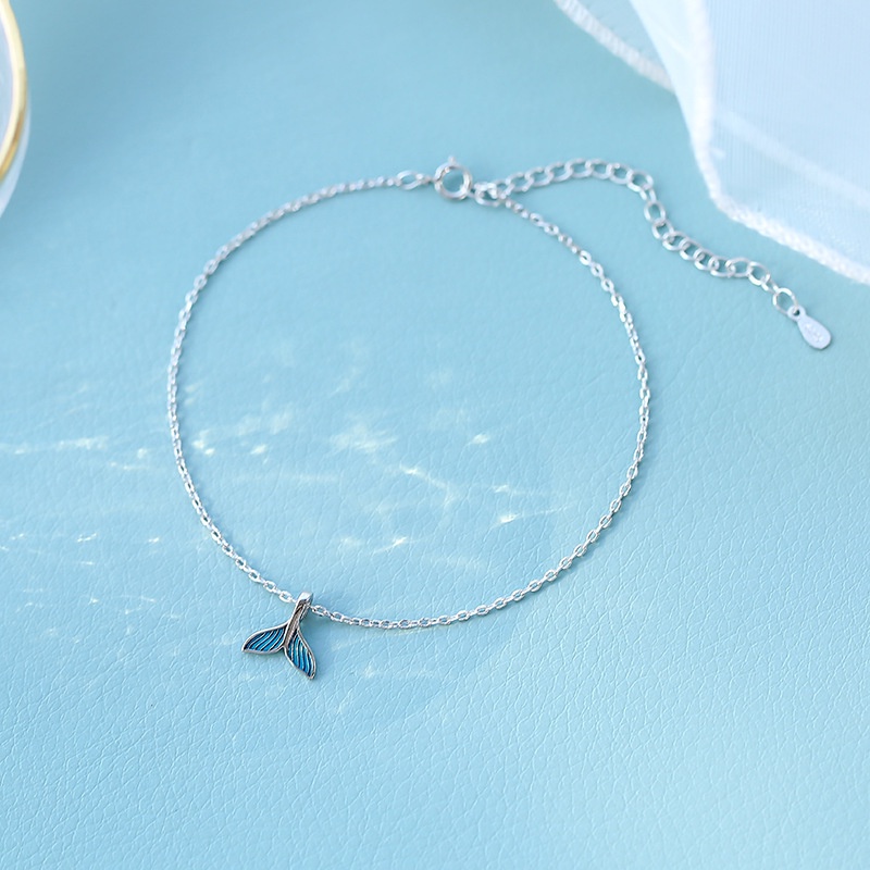 Vòng chân đuôi cá màu xanh hàn quốc vòng chân nữ thời trang dễ thương