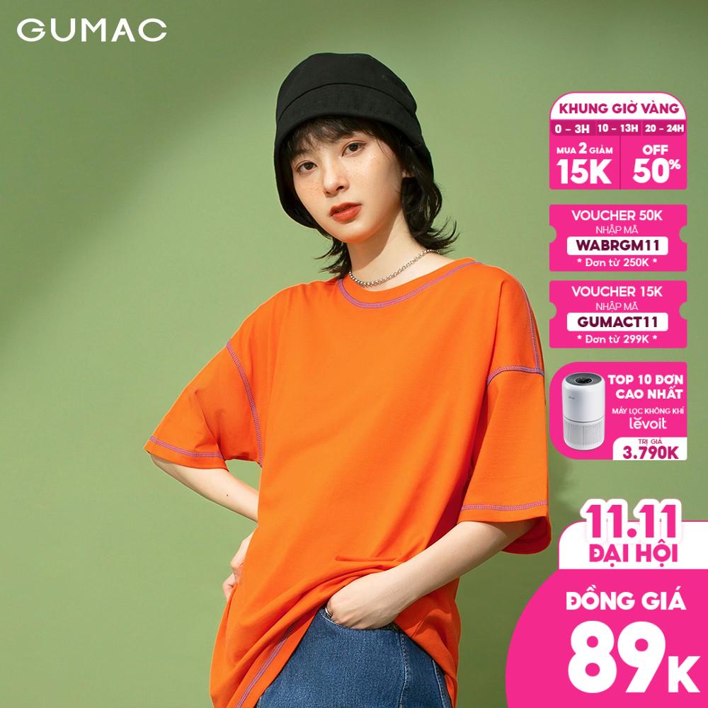 [Mã WABRGM11 giảm 10% đơn 250K] Áo thun nữ chạy chỉ bông GUMAC thiết kế basic, năng động trẻ trung ATB165