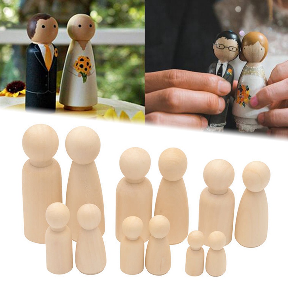 Set 20 Búp Bê Gỗ Tự Vẽ Thủ Công Trang Trí Đám Cưới Cho Bé