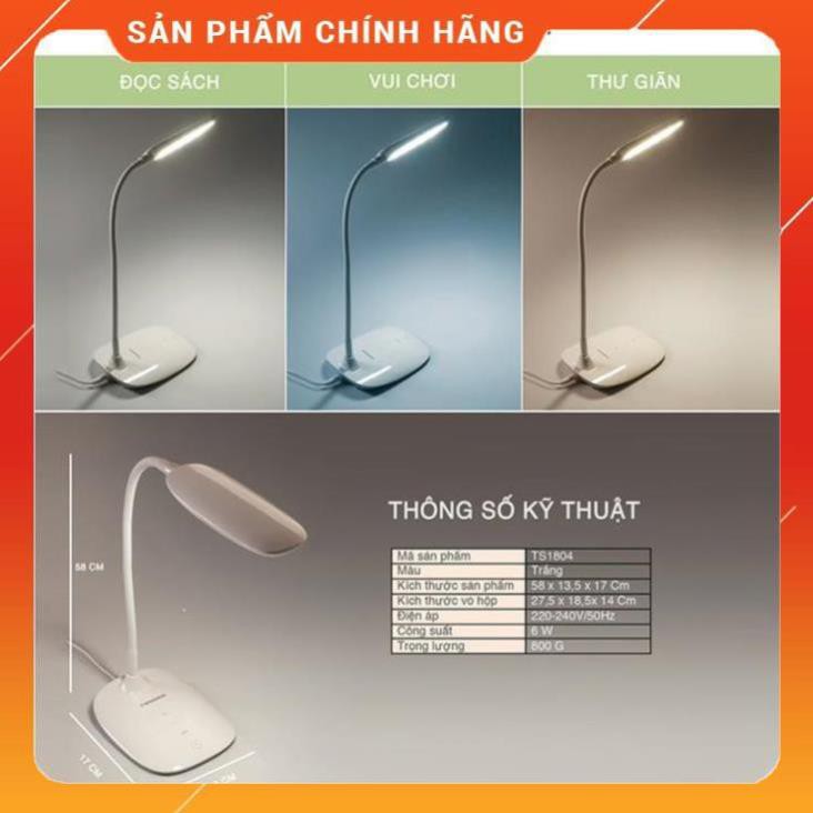 ♥️ [Hỏa tốc 1 giờ]  [FREESHIP] Đèn bàn led TIROSS TS1804 chống cận 3 màu 6W - Hàng chính hãng, BH 12 tháng