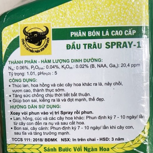 Phân bón đầu trâu spray 1 (500ml), kích rễ bật mầm, nảy chồi ra lá