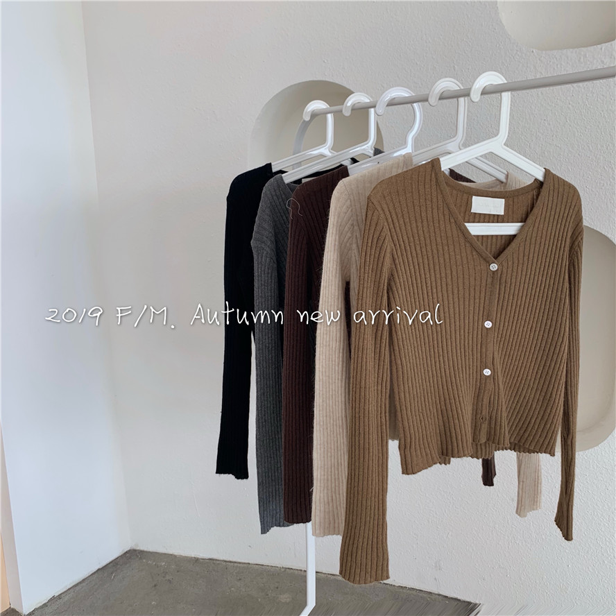 Áo kiểu cardigan SUXI dệt kim cổ chữ V phong cách Hàn Quốc thời trang dành cho nữ