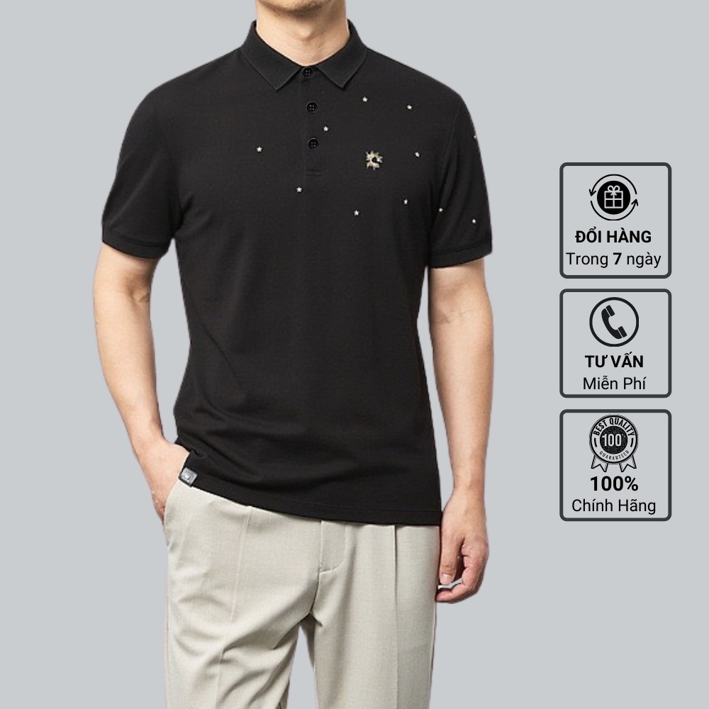 Áo Thun Polo Nam Ahito Cổ Bẻ Hoạ Tiết Ngôi Sao Thêu Tay, Form Chuẩn, Chất Cotton 100% Trẻ Trung Thời Trang