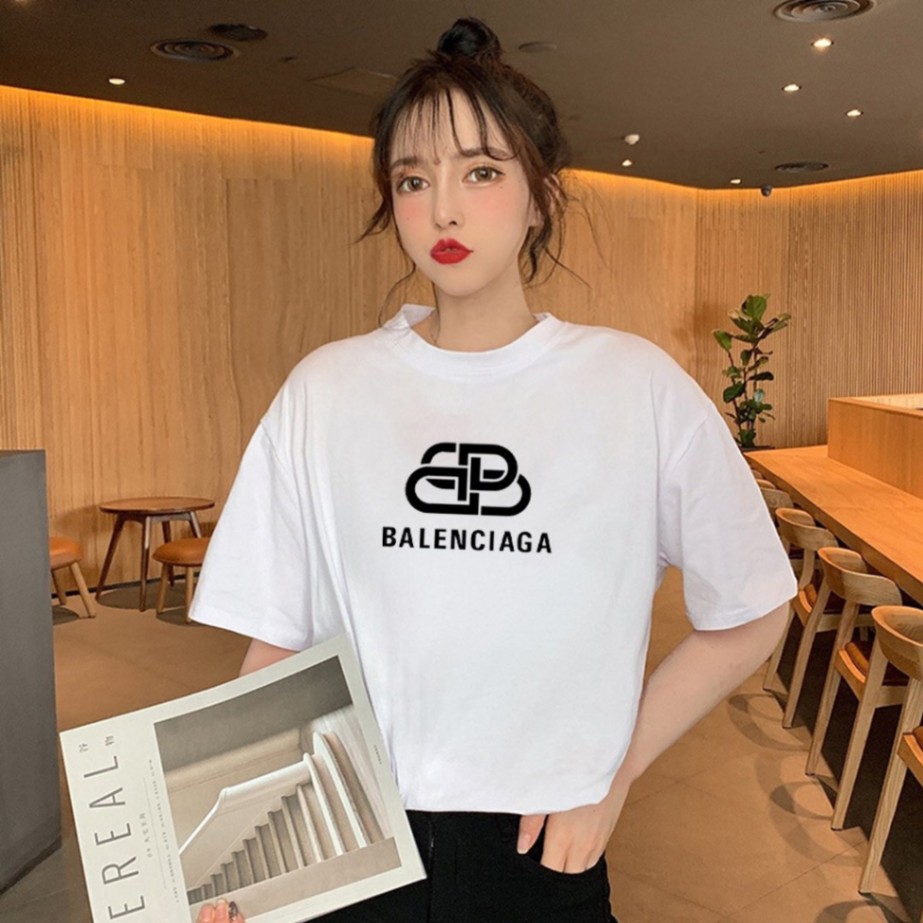 Áo Thun Unisex Nam Nữ Tay Lỡ Form Rộng In Balenciaga Logo Vector