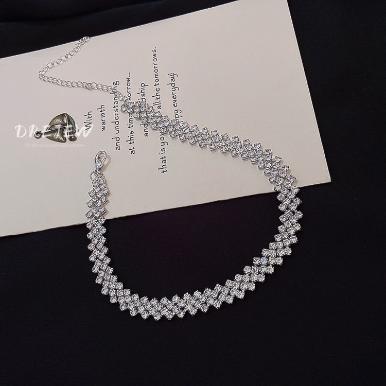 Vòng cổ choker đính đá kim cương đơn giản phong cách Nhật Hàn vòng cổ nữ