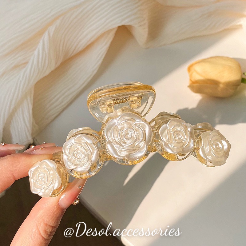 Kẹp tóc, cặp tóc càng cua Rosé kiểu dáng hoa hồng nhẹ nhàng sang chảnh HDC039-043 Desol.accessories