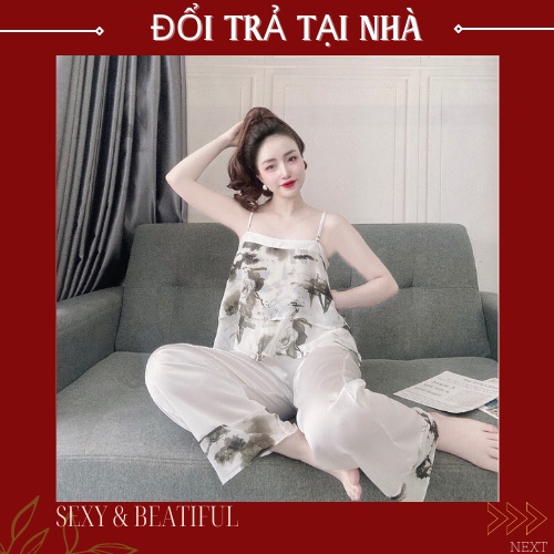 Bộ Đồ Ngủ Mặc Nhà Nữ  ⚡ SIÊU HOT ⚡ Lụa Chiffon Siêu Mịn, Sang Chảnh [ Size < 60kg] - Sun shop | BigBuy360 - bigbuy360.vn