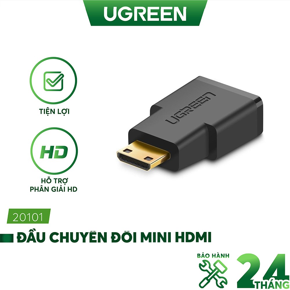 Đầu Chuyển mini HDMI male ra HDMI female - dài 25mm - UGREEN 20101 - (màu đen)