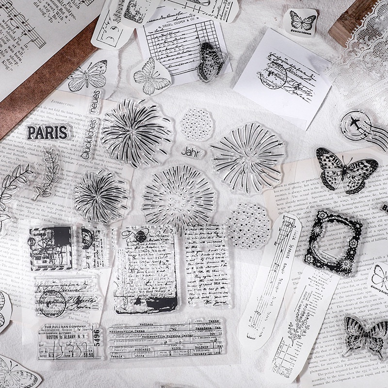 Con dấu trong suốt họa tiết tùy chọn trang trí sổ tay