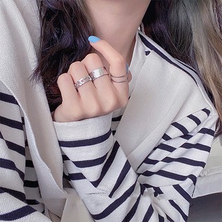 Set 3 nhẫn mắt xích cá tính N001