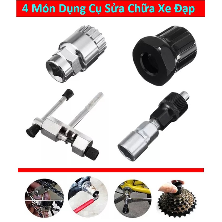 Dụng cụ sửa chữa dây xích 4 món dành cho xe đạp leo núi ( Mã 4M) dùng Tháo Trục Khuỷu, Tháo Lắp Đùi Đĩa