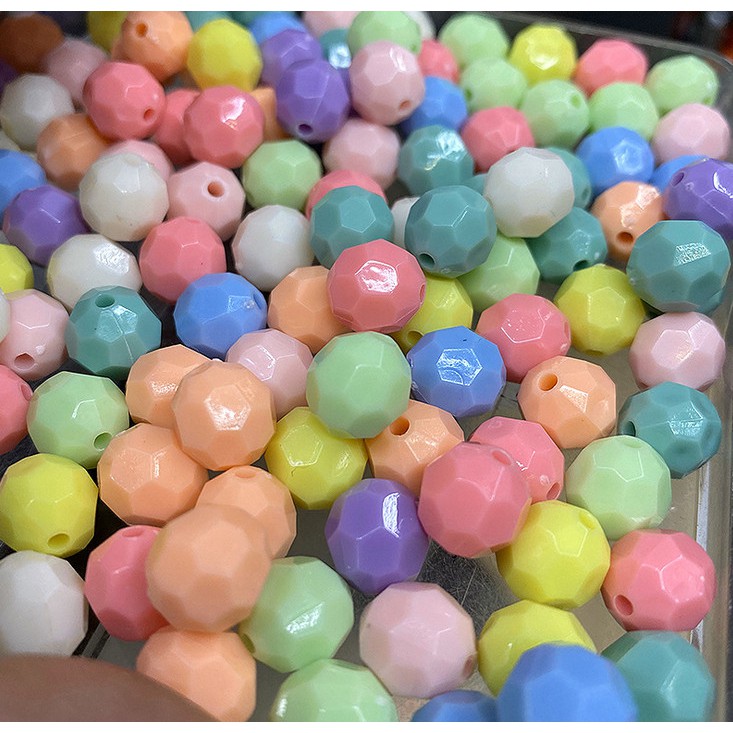 Set 30 Hạt Tròn Cắt Mặt Trang Sức 10mm 32 Màu