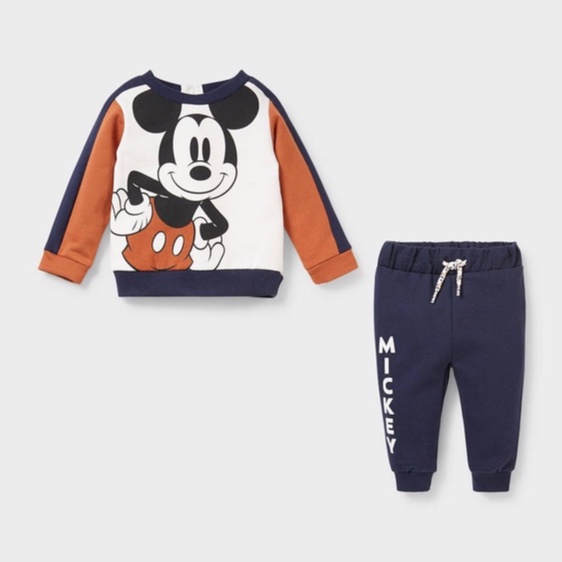 Bộ dài tay thu đông bé trai - Set bộ nỉ da cá Mickey Disney cho bé trai size 1-6t