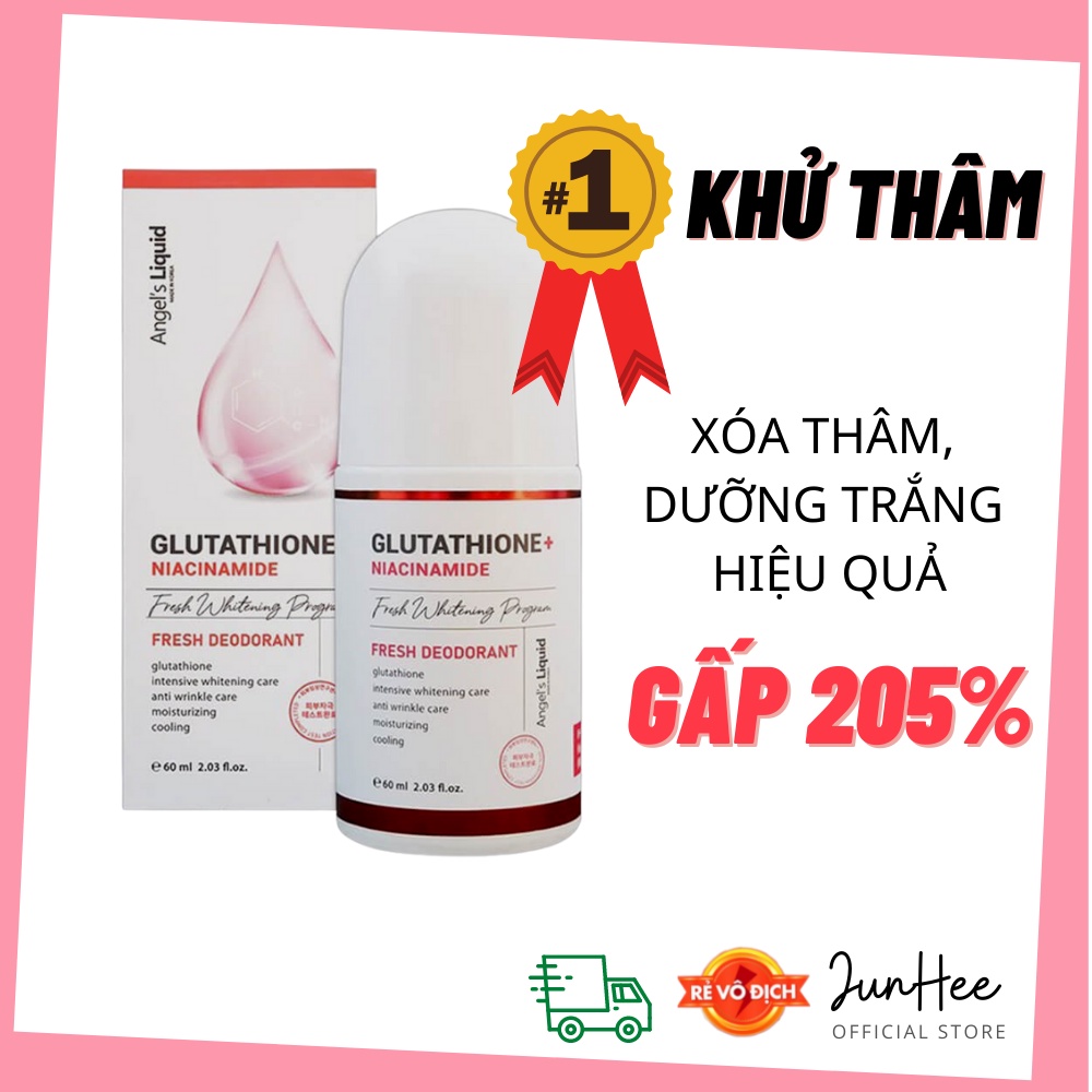 Lăn khử thâm Angels Liquid Xóa thâm, Dưỡng Trắng Angel's Liquid Glutathione + Niacinamide Fresh Deodorant