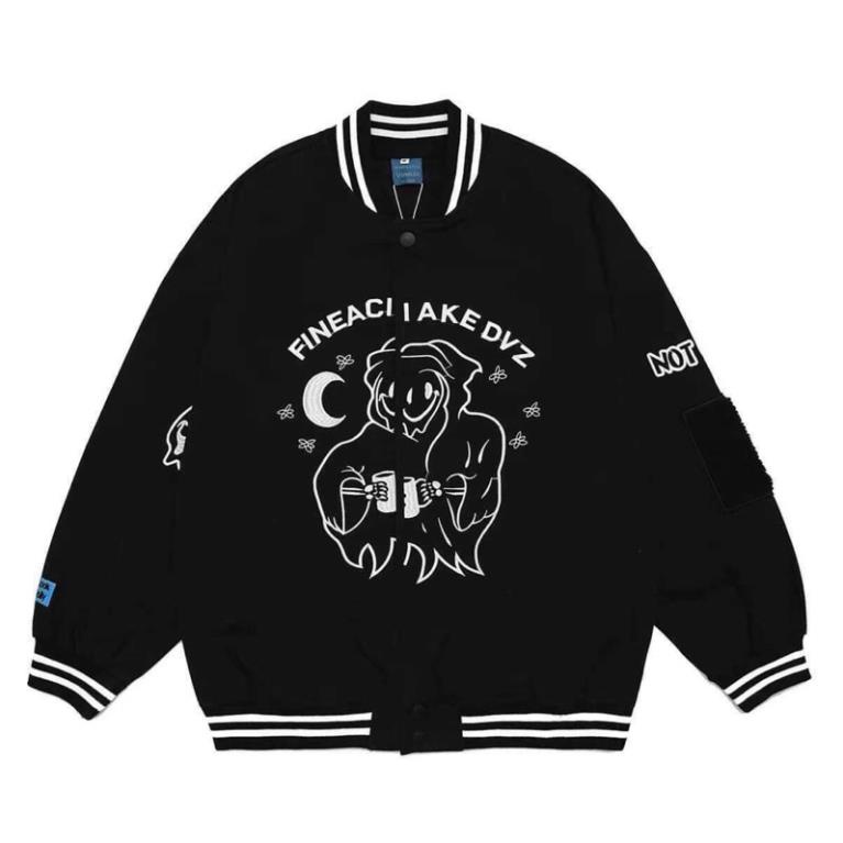 Áo khoác bomber FINEACI mặt quỷ bo gấu HS