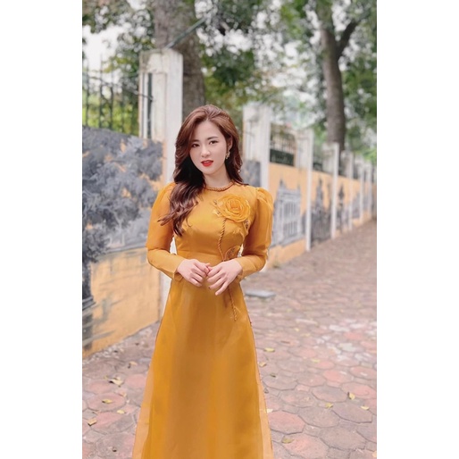 Áo dài tay bồng thiết kế sang chanh