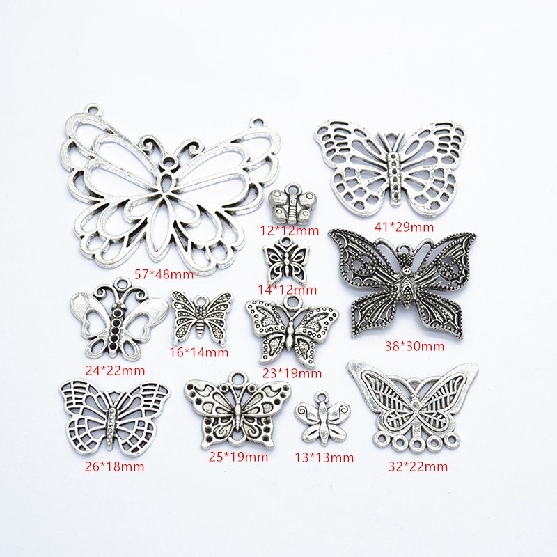 Bộ 12 Mặt Vòng cổ Hình Bướm Phong Cách Vintage