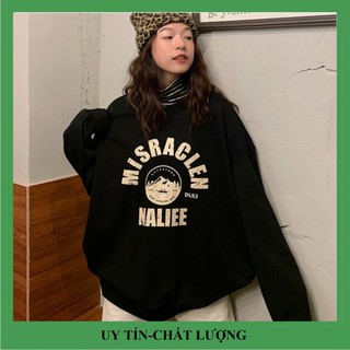 Áo sweater nỉ in chữ,phong cách hàn quốc dễ thương