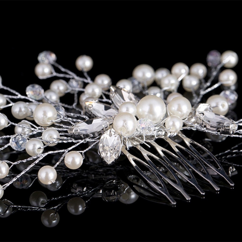 Lược cài tóc cô dâu đính hạt ngọc trai xinh xắn