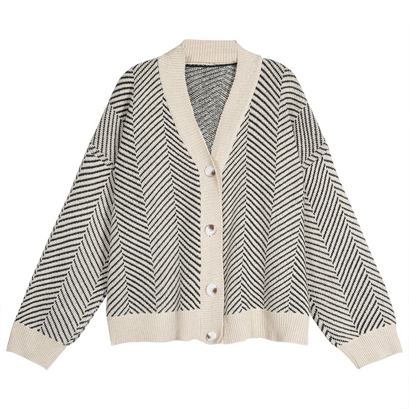 Mã WAMT10K giảm ngay 10k cho đơn bất kì Áo khoác len cardigan áo len dệt kim kẻ sọc phong cách Hàn | BigBuy360 - bigbuy360.vn