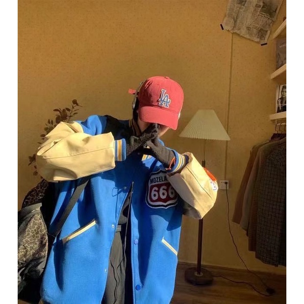 Áo khoác bóng chày bằng da thời trang Hàn Quốc sành điệu cho nam và nữ