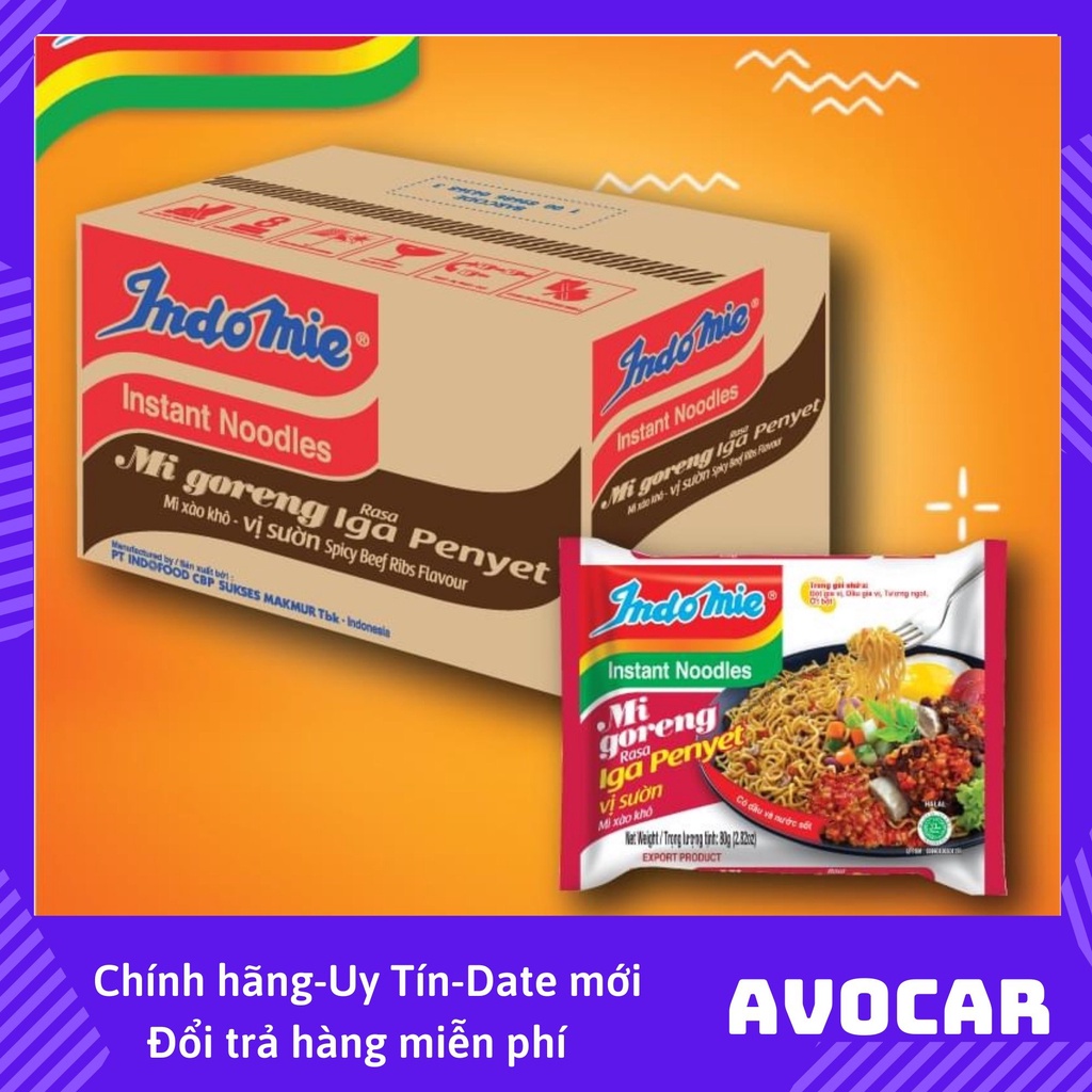 Mì Indomie Mi Goreng 40gói/thùng Mix tuỳ ý, Trắng Đặc Biệt , Avocar Shop