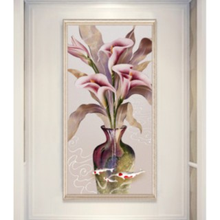 Tranh canvas hoa 3D 60X90 kèm khung viền và phụ kiện treo tranh