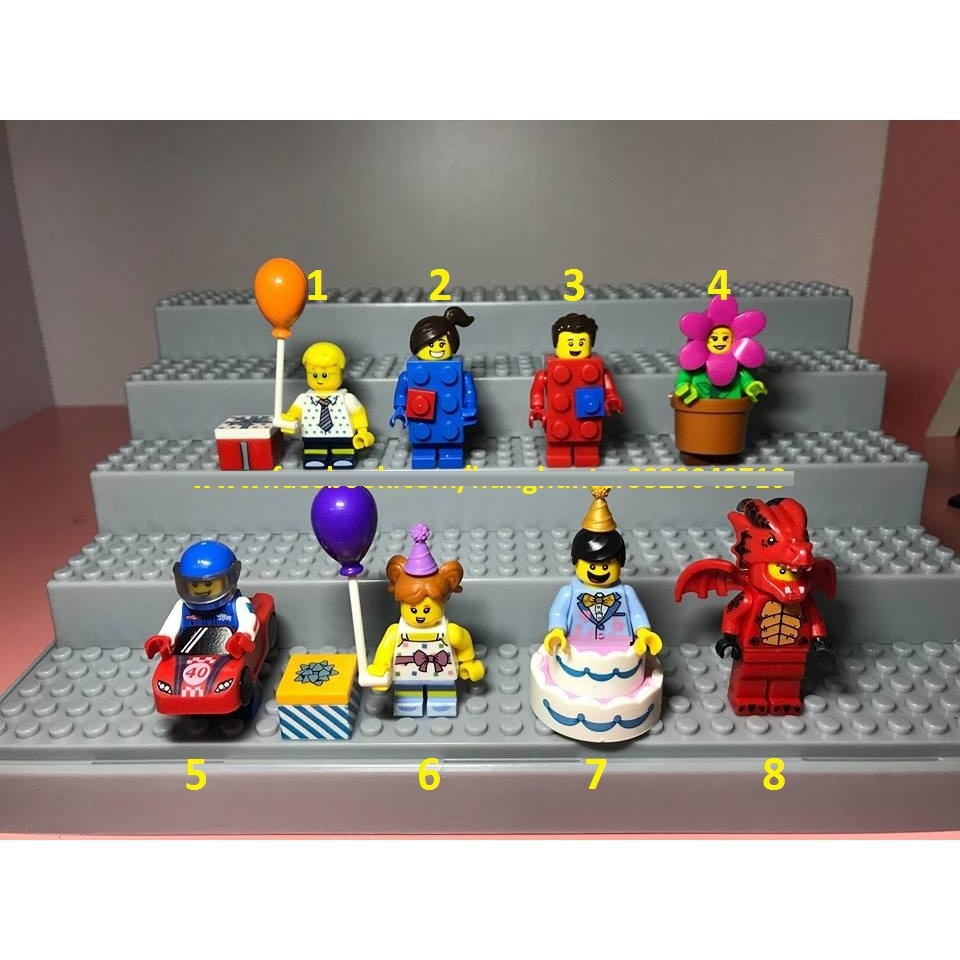 Xếp Hình City Minifigures nhân vật ngộ nghĩnh , nhân vật mặc đồ cosplay bông hoa , xe đua , rồng đỏ