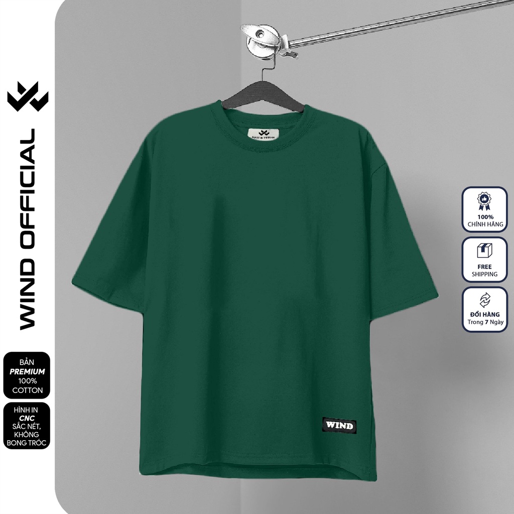 Áo phông tay lỡ cotton 100% WIND bản Premium unisex form rộng Trơn nam nữ oversize