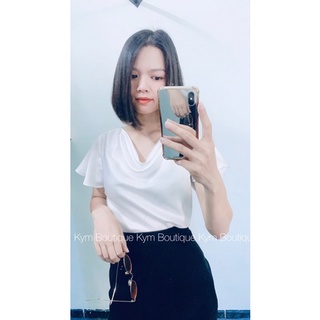 áo lụa cổ đổ tay cánh tiên