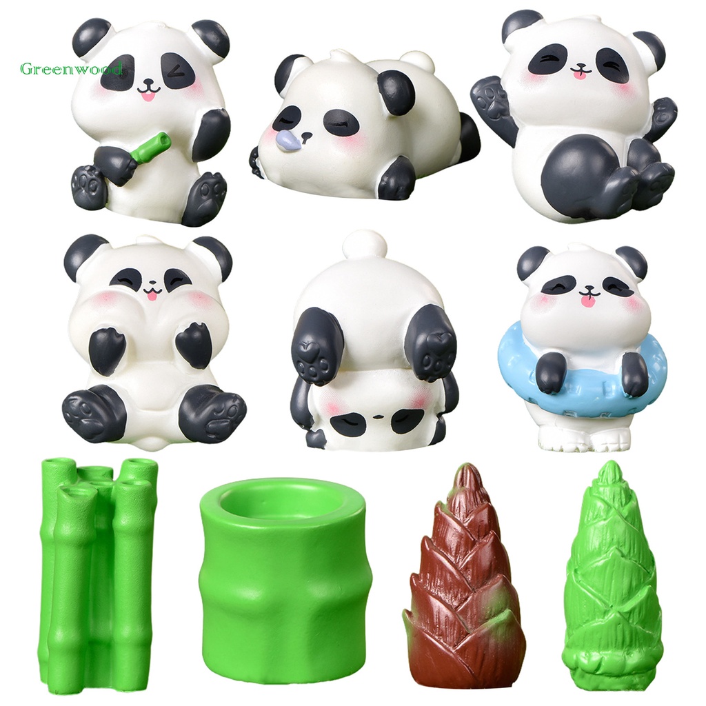 Mô hình gấu trúc mini dễ thương dùng để trang trí vườn