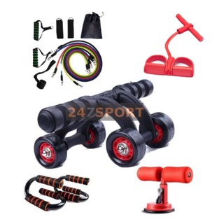 Dây Ngũ Sắc ❤️ FREESHIP ❤️ Con lăn tập bụng, Dụng cụ tập cơ bụng đế hít chữ T tập gym tại nhà