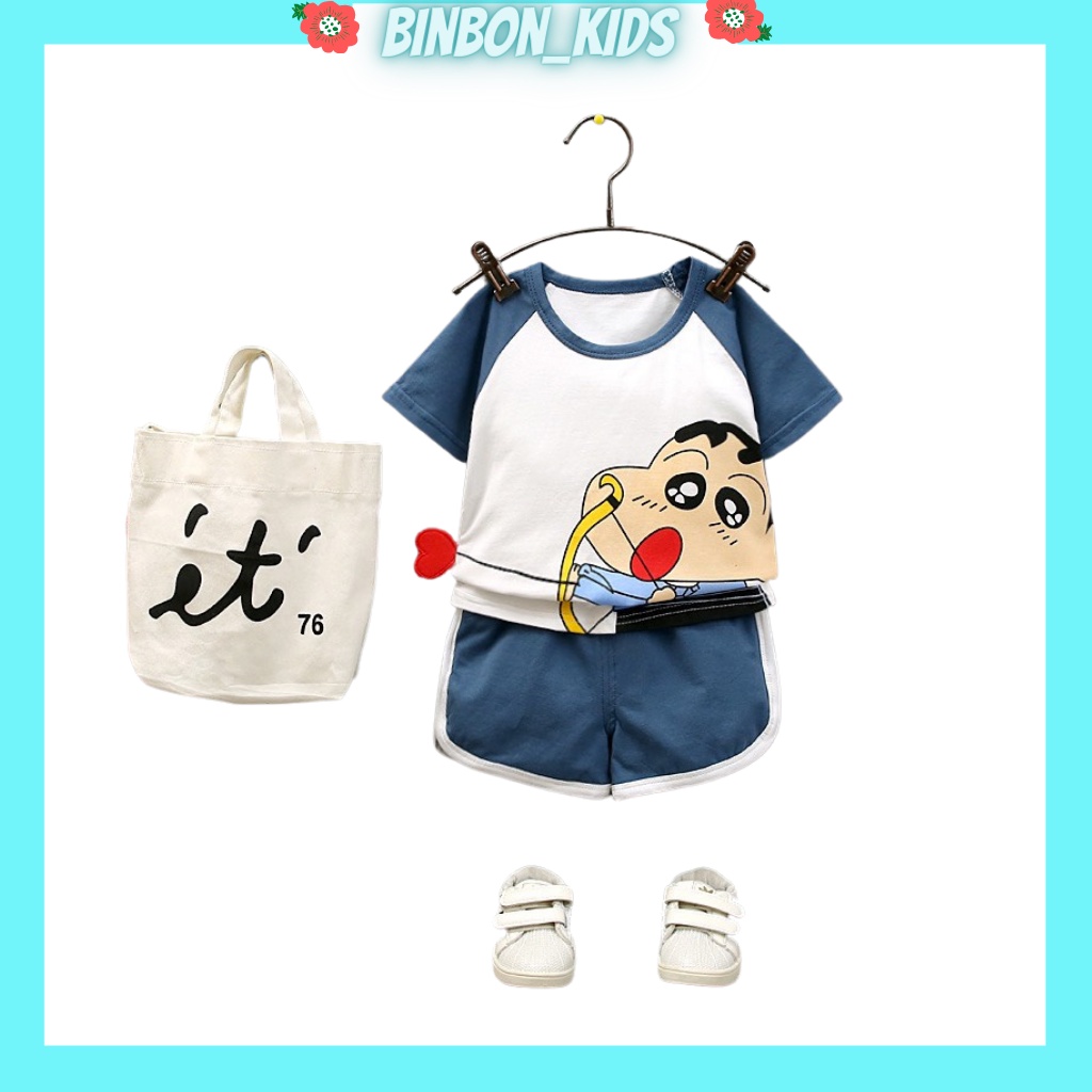 Quần Áo Trẻ Em Bộ Cộc Tay Cho Bé In Hình Shin Dễ Thương Chât Cotton Cao Câp từ 6 đến 27kg BINBON KIDS