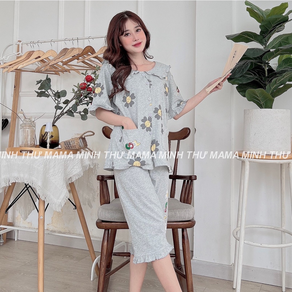 Bộ bầu - bộ sau sinh - chất liệu cotton - kiểu mới thời trang ( lá sen bông COOL lửng )