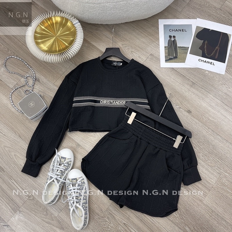 Set Di..Or Dập Nổi 2 Màu Trắng Đen N.G.N