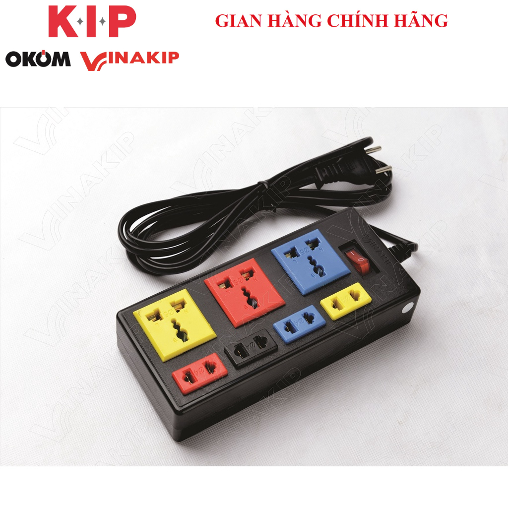 Ổ cắm VINAKIP 6 ngả liền dây N33/K2 , 7 ngả liền dây N34 3mét 5 mét