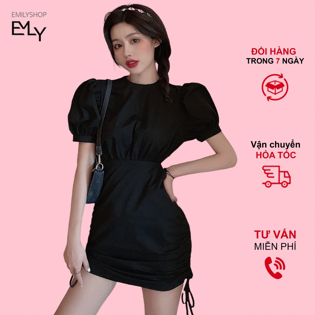 Đầm nữ sơ mi dáng ôm mini tay ngắn Emilyshop