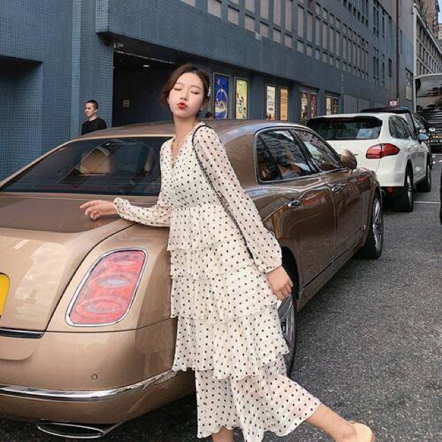 Váy tầng xinh- kèm ảnh khách chụp  mã 041