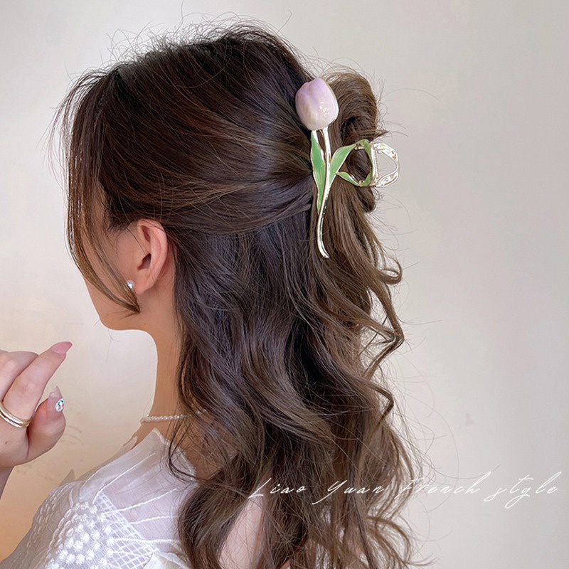 Kẹp Tóc Hoa Tulip Lớn Thời Trang Hè Thu Cho Nữ