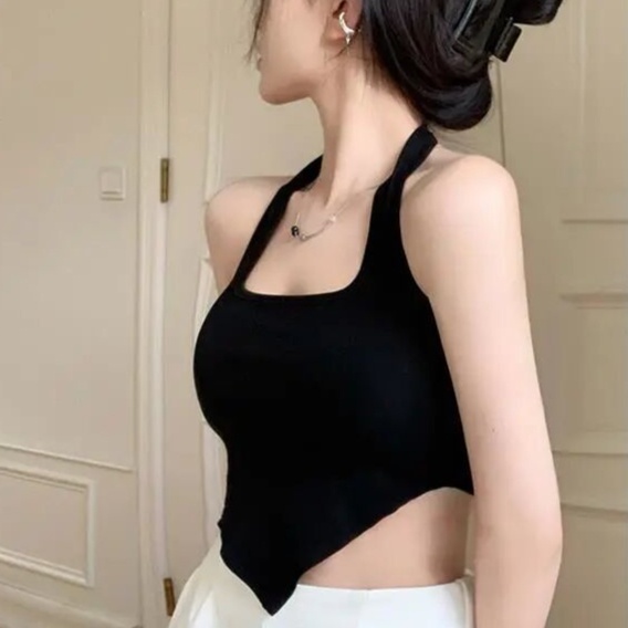 Áo Hai Dây Cổ Yếm Dáng Ngắn Thiết Kế Độc Đáo Thời Trang Quyến Rũ Cho Nữ