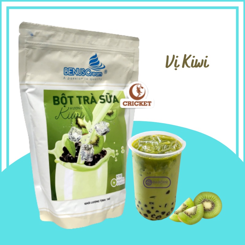 Bột Trà Sữa Benus Cream Hương Dâu, Kiwi, Khoai Môn, Việt Quất - Túi 1kg, bột trà sữa pha sẵn thơm ngon tiện lợi