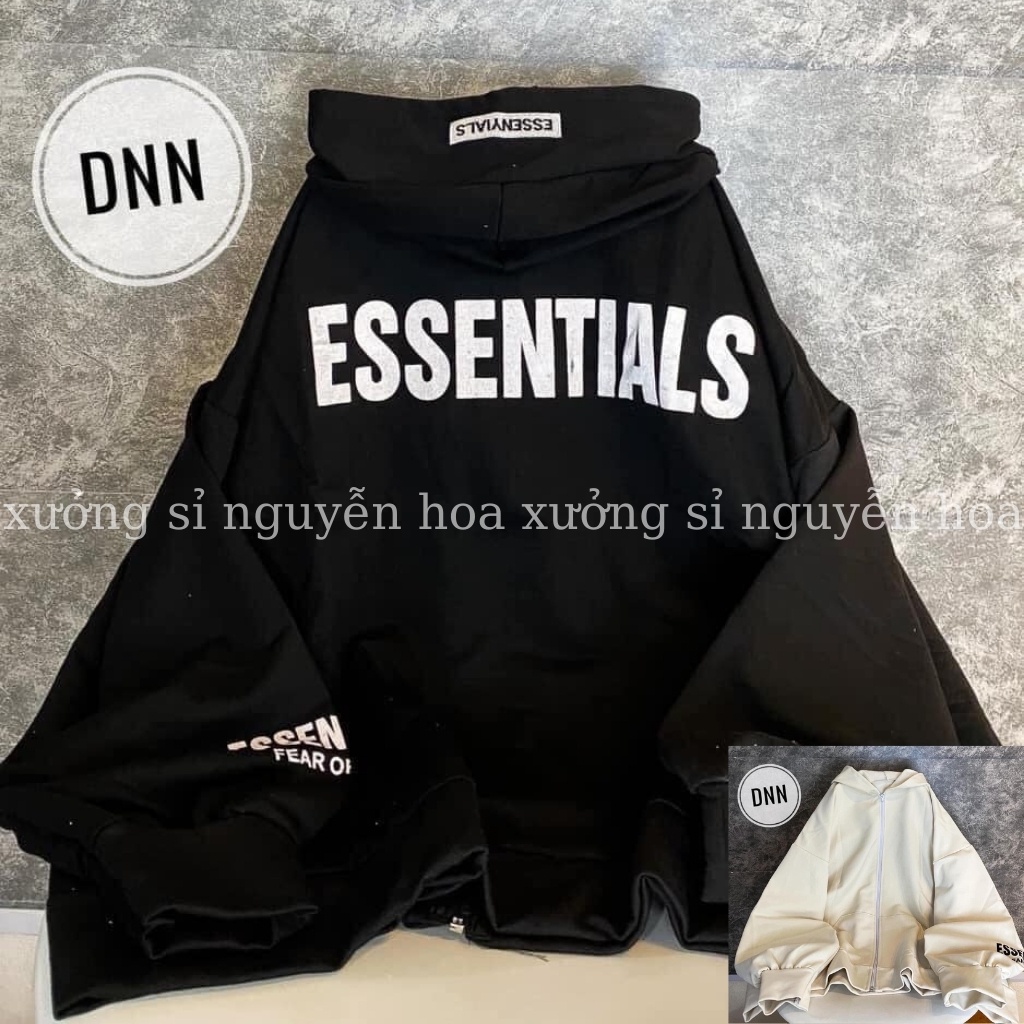 Áo khoác nỉ essen unisex form rộng nam nữ mặc được 2 màu đen/be (kèm video/ảnh thật) Xưởng Sỉ Nguyễn Hoa