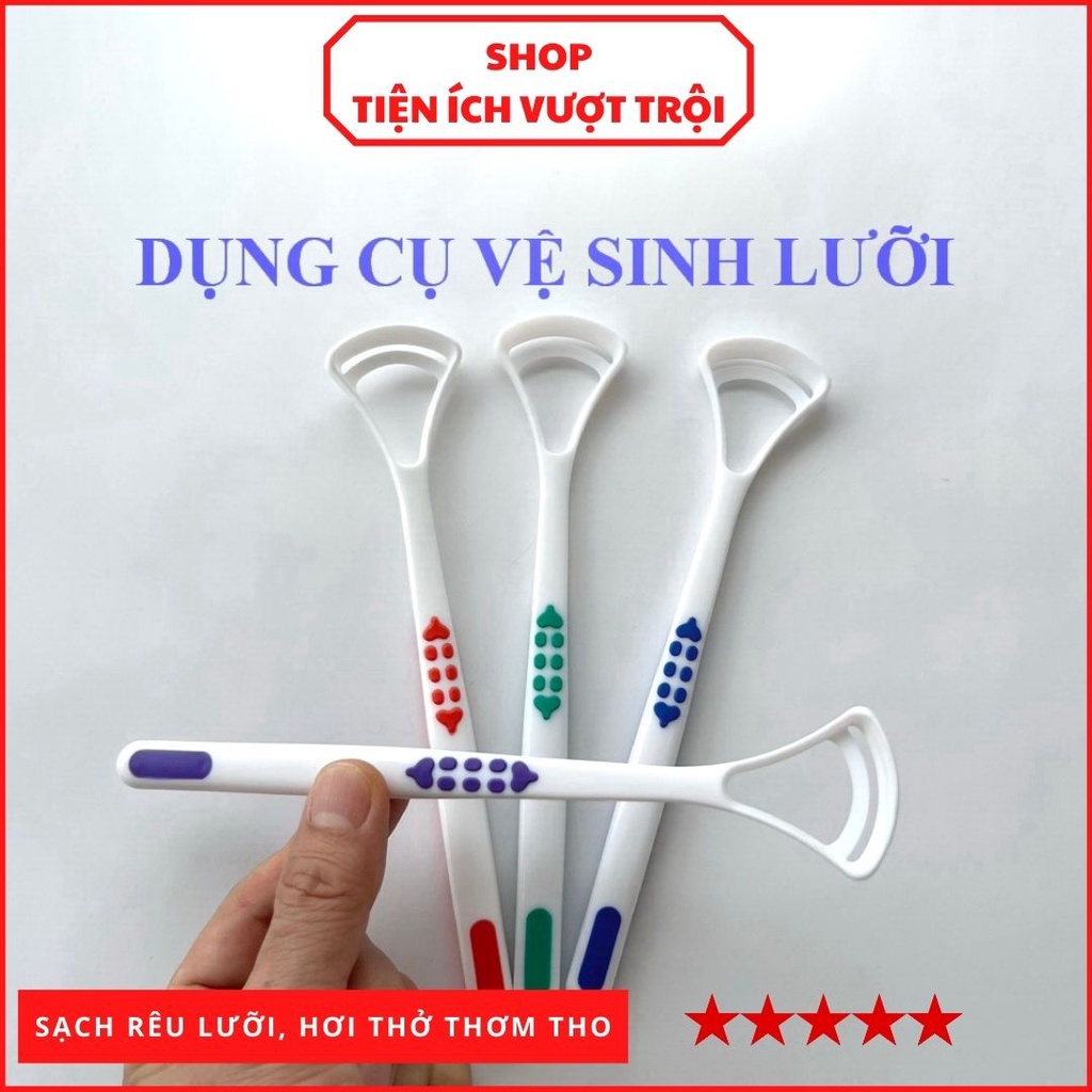 Dụng cụ nạo/cạo lưỡi bằng nhựa, nhỏ gọn, vệ sinh lưỡi, làm sạch rêu lưỡi, chống hơi thở hôi, nóng - Tiện Ích Vượt Trội