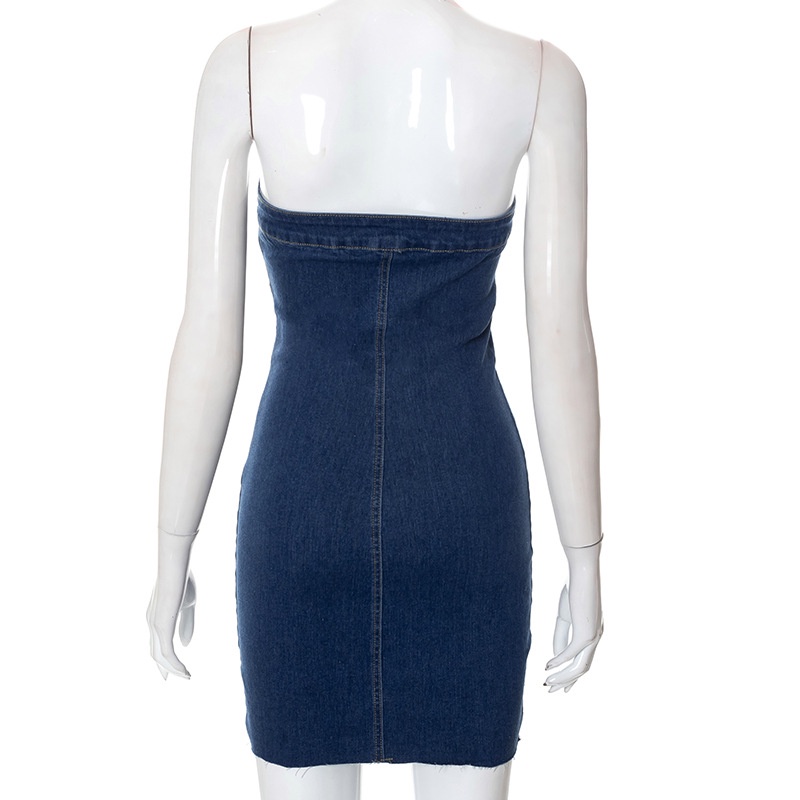 DUNEA Đầm denim cúp ngực quyến rũ cá tính cho nữ