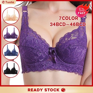 34~46 BCD Cup Women's Bra Plus Size Cotton Thin Underwear Sexy Lace Adjustable Lingerie