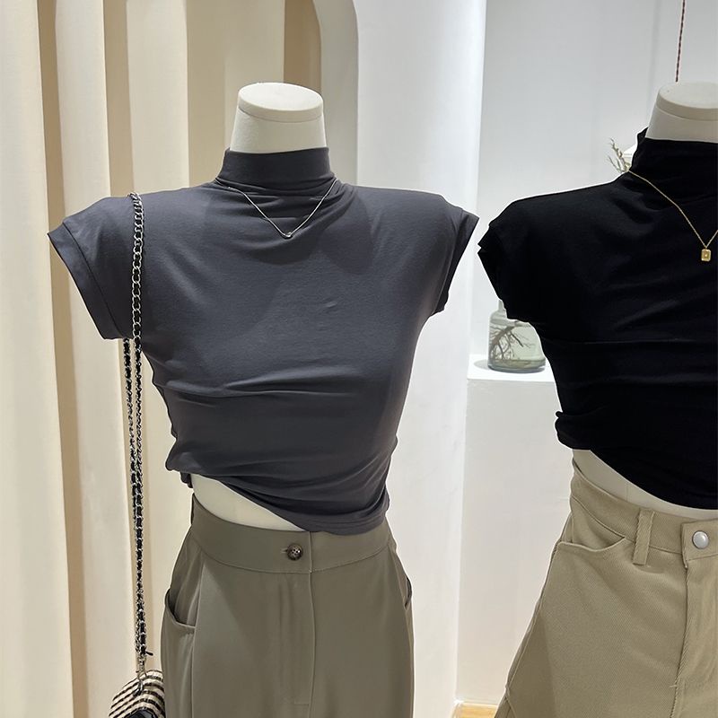 Áo Thun Ngắn Tay Cổ Lọ Thời Trang Hàn Quốc Đơn Giản