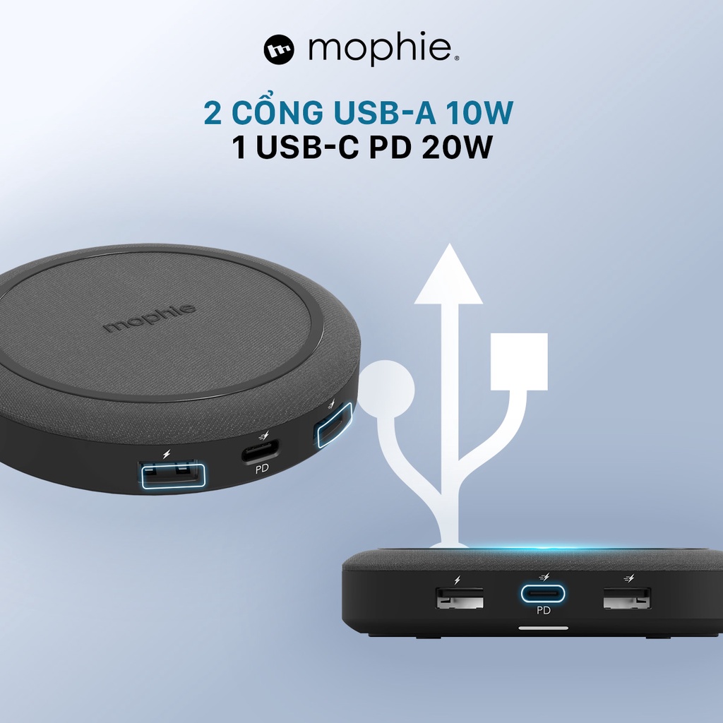 Bộ Hub sạc không dây đa năng Mophie