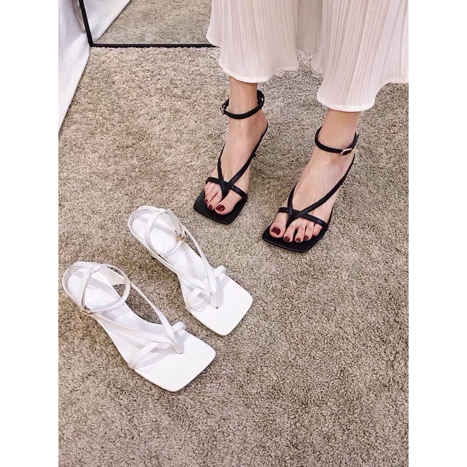 Dép sandal nữ, sandal xỏ ngón gót cao 5p chất đẹp mã B5