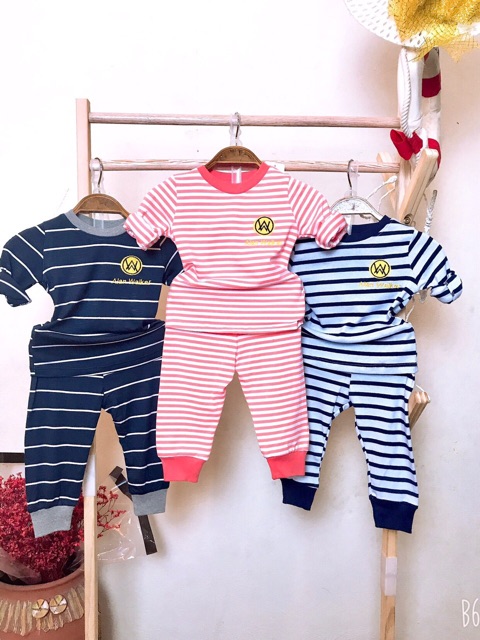 Combo 3 bộ cotton kẻ mẫu mới cho bé